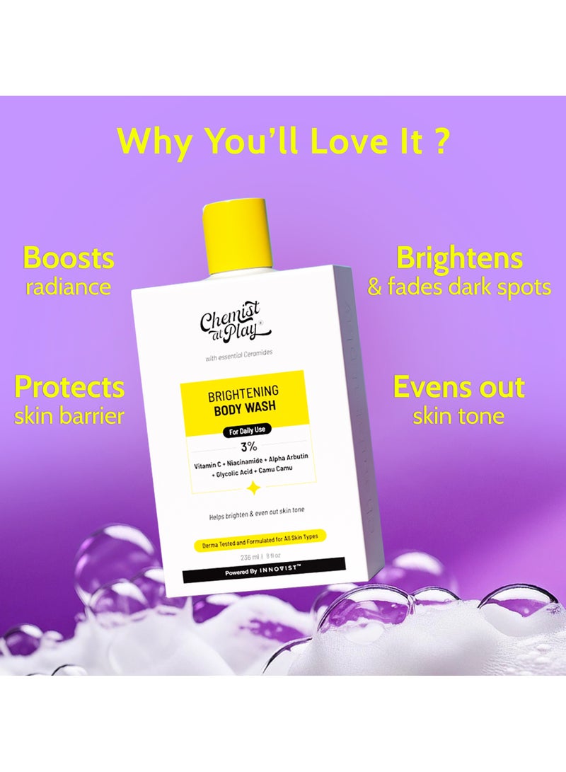 Chemist at Play Brightening Body Wash | Vitamin C Bodywash For Glowing Skin | Fades Dark Spots | Evens Out Skin Tone | Alpha Arbutin | 30X Vitamin C With Camu Camu | For Women And Men - Image 2